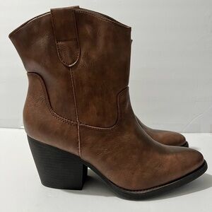 Madden Girl Ramz Western Boots Mid Calf pull on‎ booties brown size 9.5